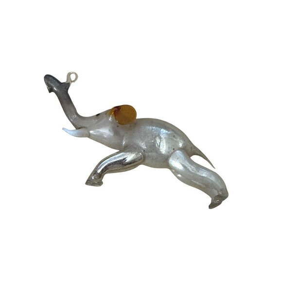 Antique Blown Glass Elephant Ornament Lauscha Germany Bimini Style Clear/Brown 4 - Picture 2 of 6